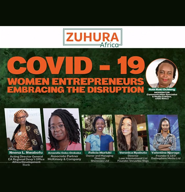 Image of the COVID 19: Women Entrepreneurship Embracing the Disruption presentation in the Women Entrepreneurship Webinar by Zuhura Africa